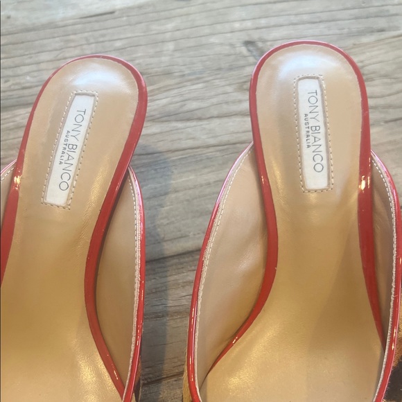 Tony Bianco Leopard Pointed Mule in Tan and Black with Red Trim - Picture 2 of 9